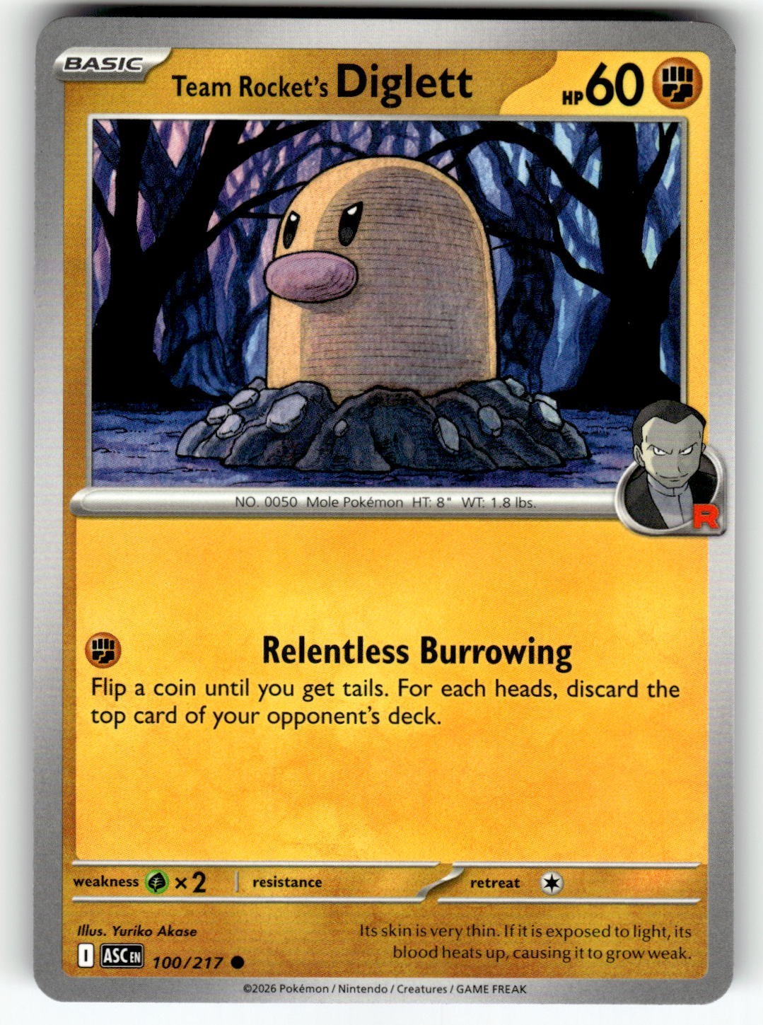 Pokemon 2026 ME: Ascended Heroes Card 100/217 Team Rocket's Diglett
