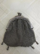 ANTIQUE GERMAN 800 SILVER MESH CLUTCH PURSE BAG