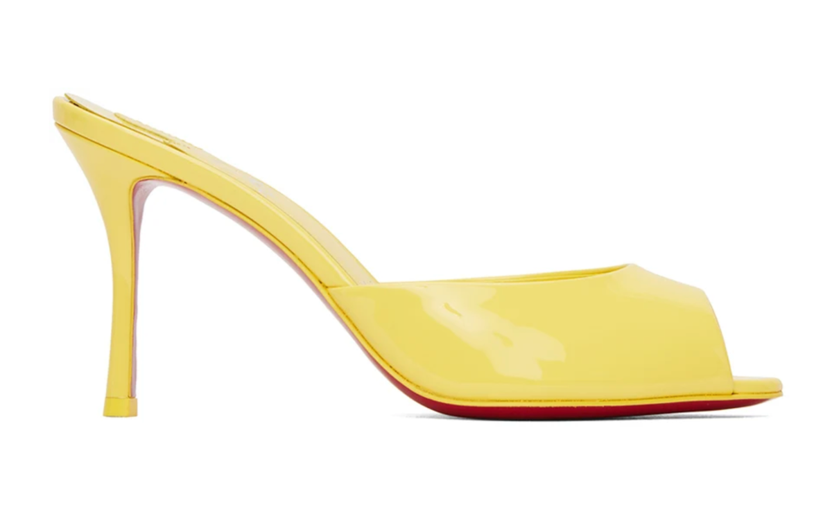 Christian Louboutin Me Dolly 85 Piou Yellow Backless Sandal Mule