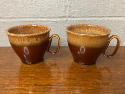 2 Vintage Replacement Brown Drip Glaze Coffee Tea Mug Cup 8 Oz Marked USA |  eBay