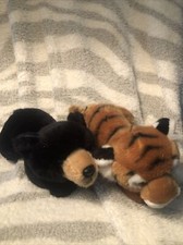Miyoni by Aurora Black Bear And Tiger Plush Both 12" Stuffed Animal toy