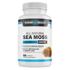 Organic Irish Sea Moss, Burdock Root, Bladderwrack Powder, W/ BioPerine, Immune