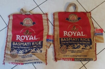Royal Basmati Rice Bags Burlap for arts & crafts, tote, purse, sack or bag