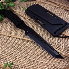 FIXED-BLADE NECK KNIFE | Rite Edge 8" Black Tanto Full Tang Tactical Boot Blade