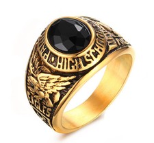 18k Gold Plated Stainless Steel Eagle Engraved Men's Cool Design Cowboy Ring M30