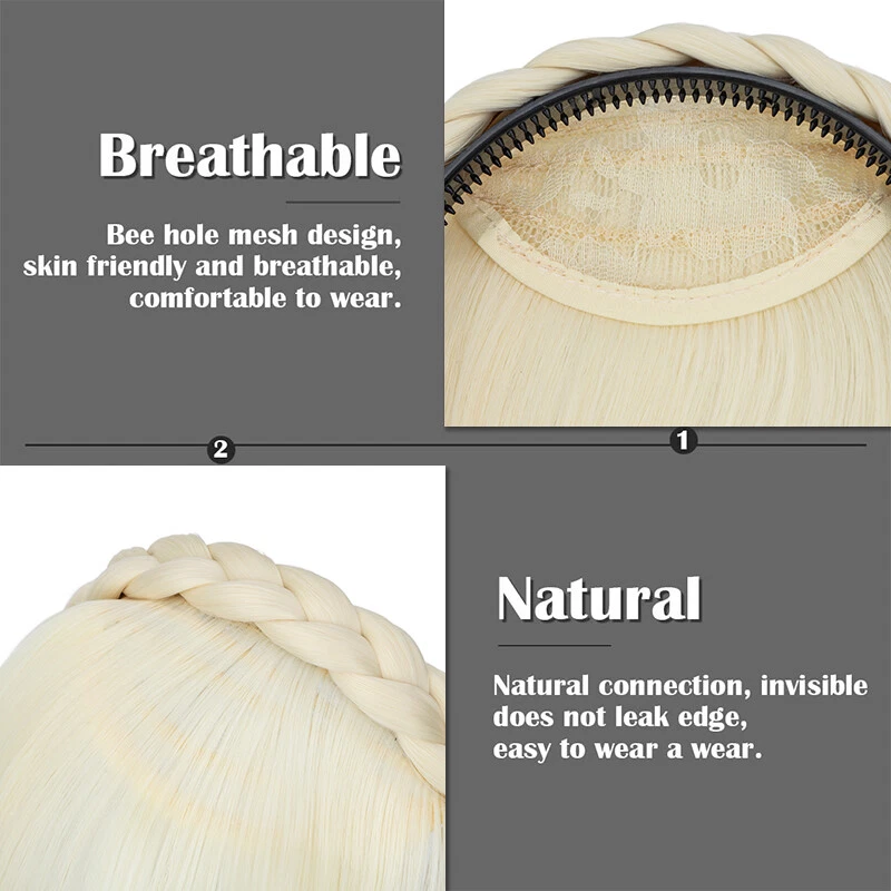 Hairband Neat Fringe Bangs Clip in Hair Extension Fake Hairpiece Real As Human - Picture 7 of 72