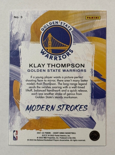 2021-22 Panini Court Kings Modern Strokes #3 Klay Thompson Golden State - Picture 2 of 2