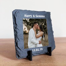 Personalised Photo Slate Plaque Wedding Day Gift For Anniversary Husband Wife