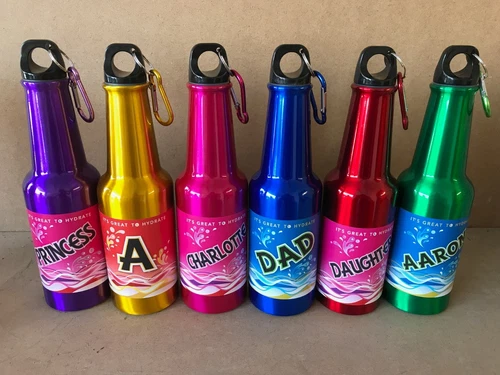 Personalised Metal Drinks Water Bottle School, etc - Names, Letters, K - Z Only