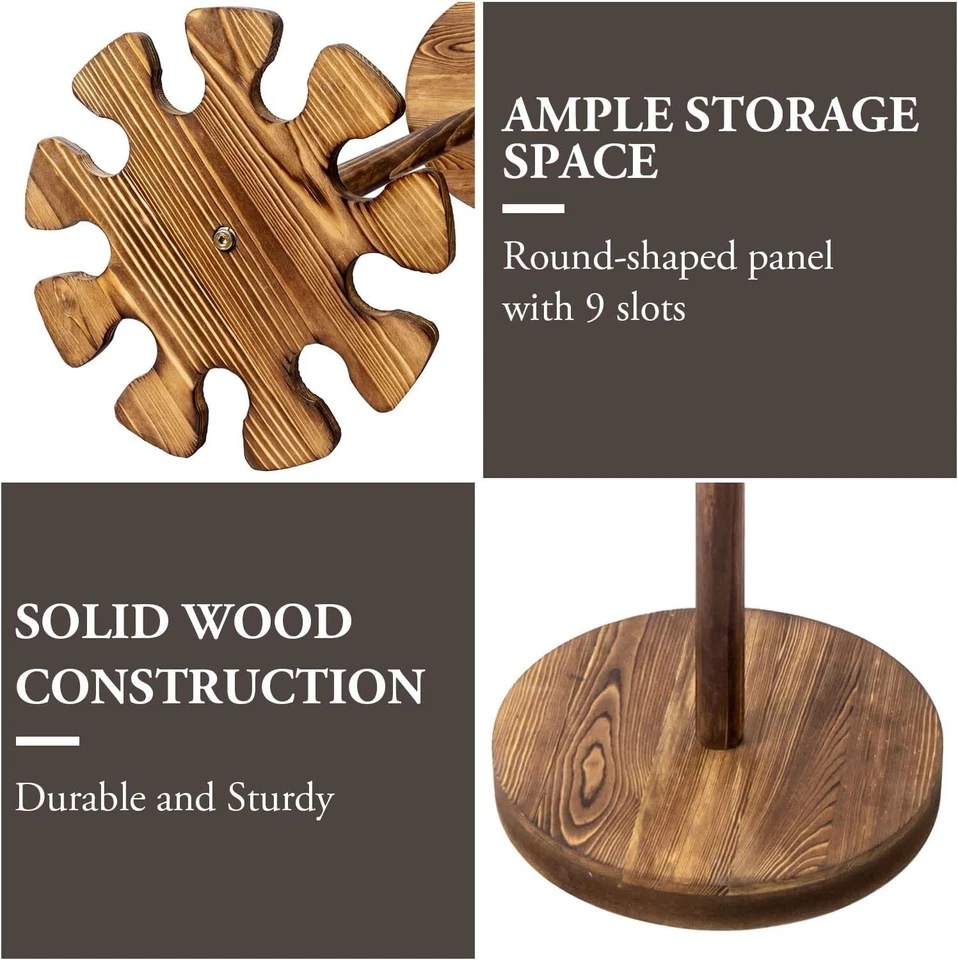 Estante de exhibición independiente de madera rústica para bates de béisbol, soporte para bates, tiene capacidad para 9 bates Foto 2 de 4