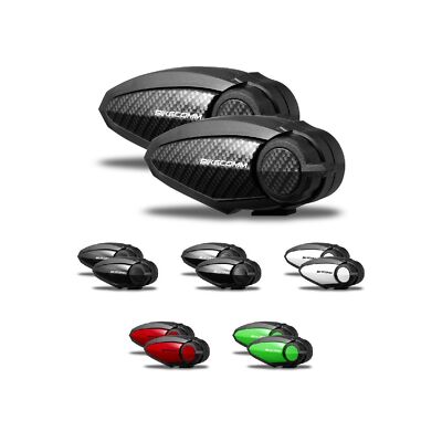 BIKECOMM BK-S2 Motorcycle Bluetooth Intercom Headset (Duo Carbon) - Audio Mul...