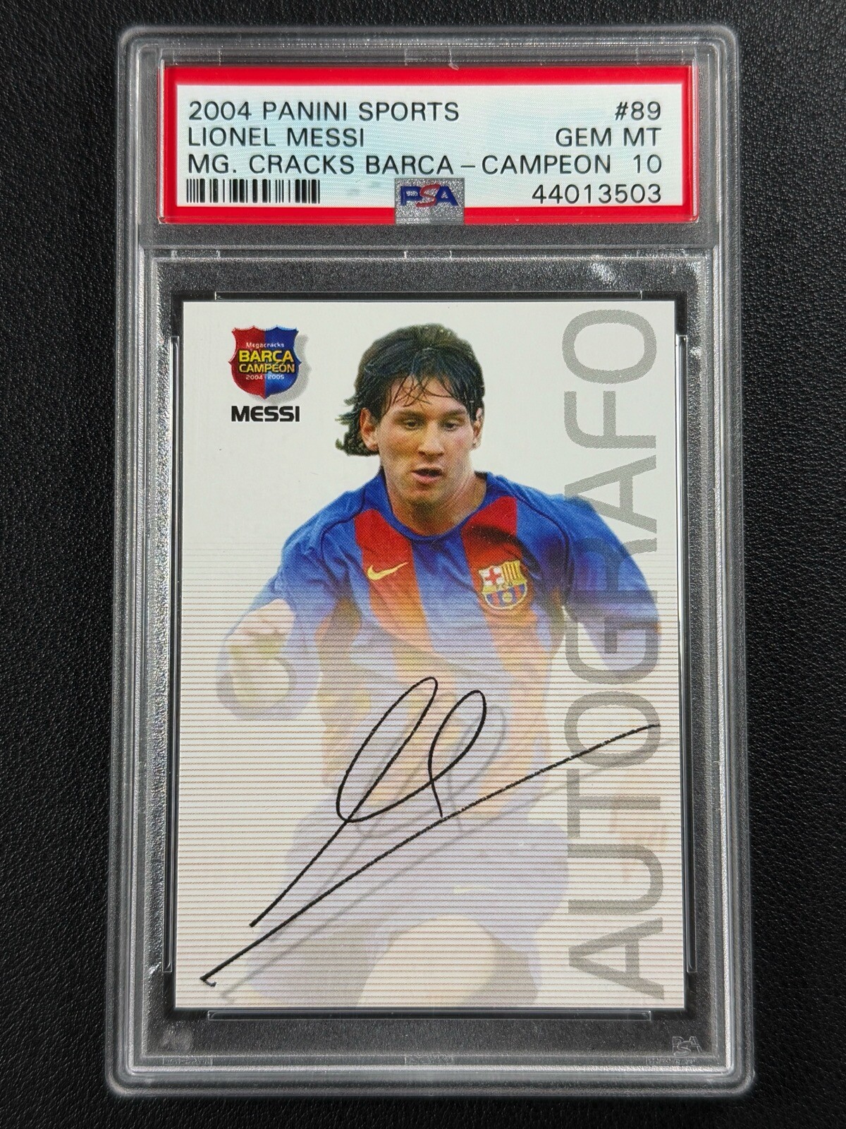 Lionel Messi 2004 Panini Megacracks #89 Base (Autografo) Price 