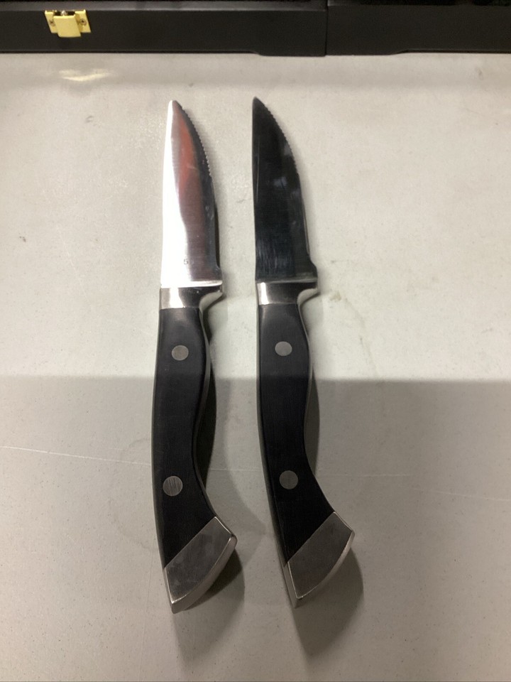 Longhorn Steakhouse Steak Knives, 2 Sets of 4 with Wooden Cases (8