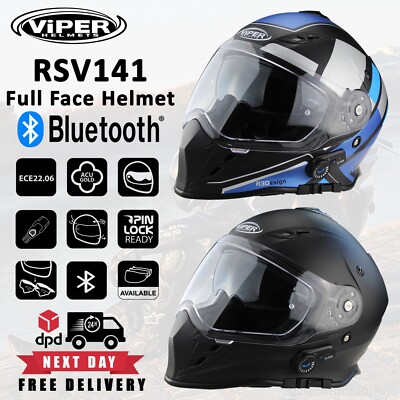 ViPER RSV141 Motorradhelm Blinc Bluetooth Integralhelm Motorrad Sturzhelme