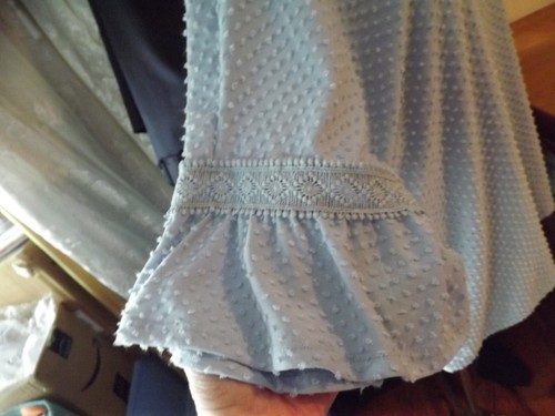 NUEVO RUBY RD. TOP suizo punteado AZUL POLVORIENTO talla XL RET60 NUEVO CON ETIQUETAS mangas acampanadas con volantes - Imagen 5 de 10
