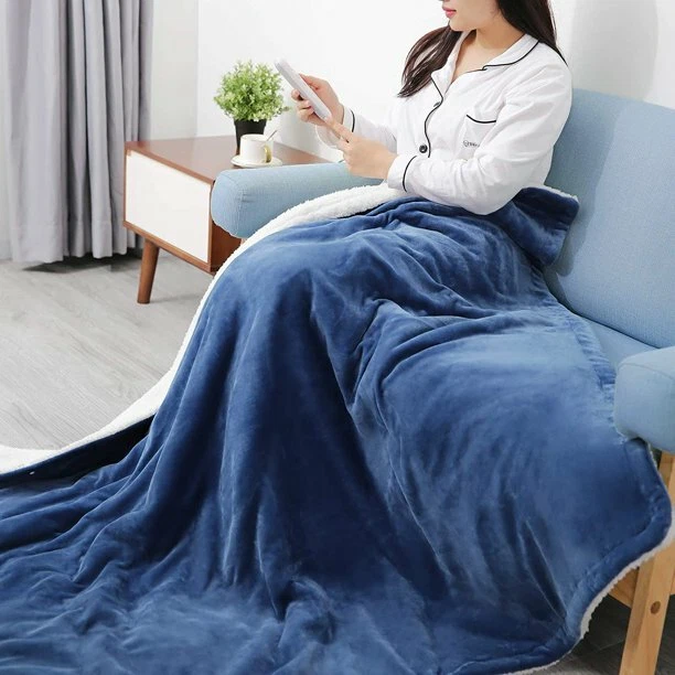 MaxKare MKGL-TR01 Blue Electric Blanket Heated Throw Flannel u0026amp;  Velveteen | eBay