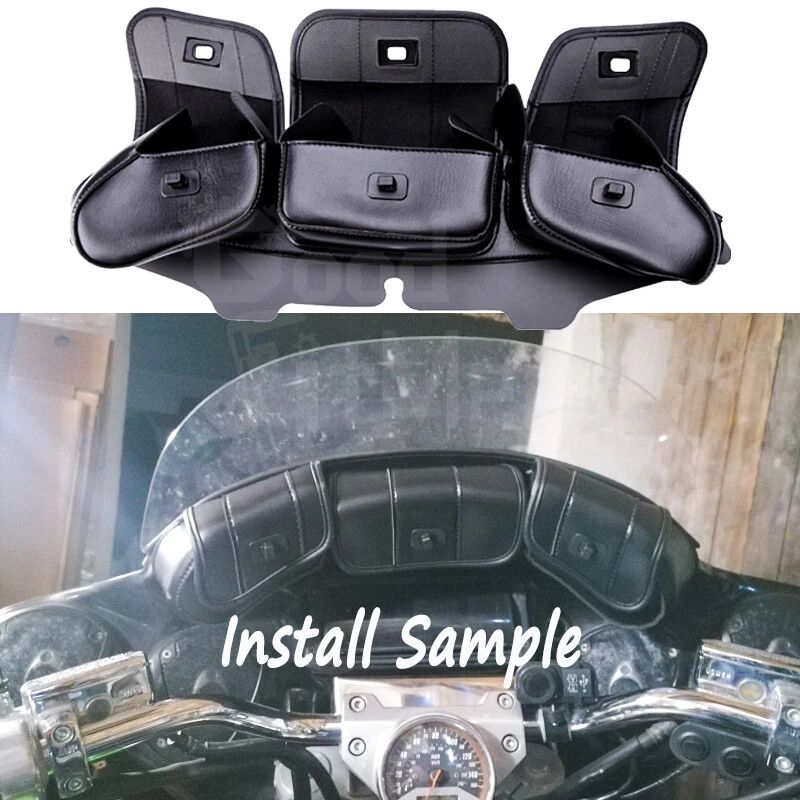 Motorcycle Windshield Bag Pouch Leather For Harley Touring Electra