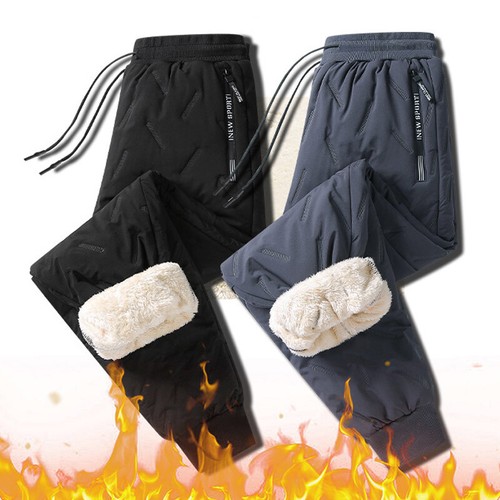 Men Fleece Lined Waterproof Thermal Trousers Athletic Joggers Winter