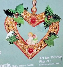 LeeWards HOLLY HEART Pixie Vintage Sequin Bead Christmas Ornament Kit NOS RARE