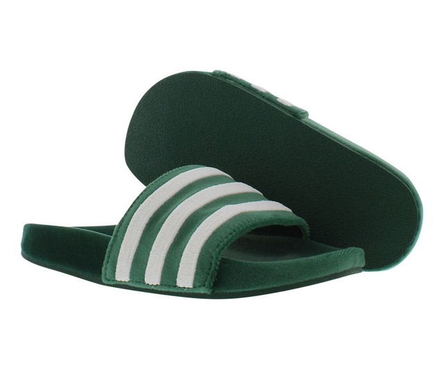green and white adidas flip flops