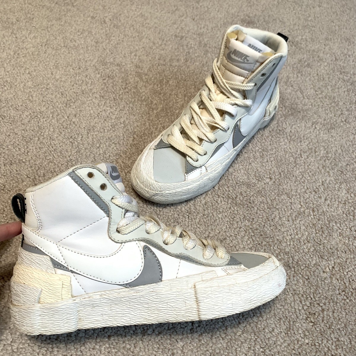 Nike Blazer Mid Sacai White/Gray Sneakers BV0072-100 Men's Size 4