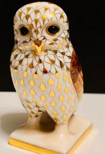 Herend Owl Figurine Limited Edition of 3000 pieces Pottery porcelain 2.9in - Afbeelding 1 van 6