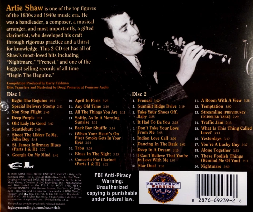 The Essential - Artie Shaw, juego de 2 discos - CD, en muy buena condición Foto 2 de 2