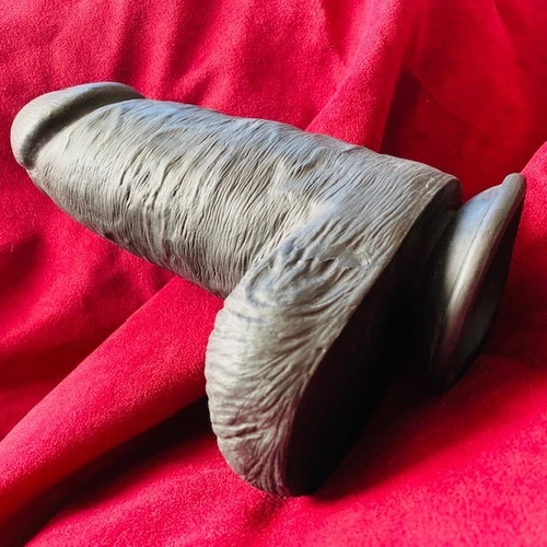 8.2 Inch Thick Huge Dildo Anal Butt Plug Penis TPE Black Suction Cup Real Feel - Picture 3 of 17