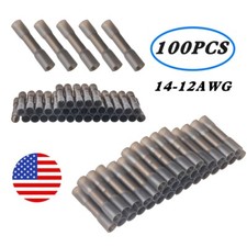100 pcs Heat Shrink Crimp 14-12 AWG Gauge Butt Splice Connector Wire Terminal