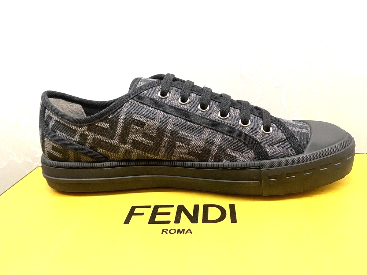 Fendi SCUBA Navy/Orange Knit Lace Up High Top Sneakers Men's Size 5 | eBay