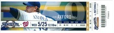 2011 Brewers vs Nationals Ticket: Zack Greinke HR 10Ks Win/Prince Fielder 4 RBIs