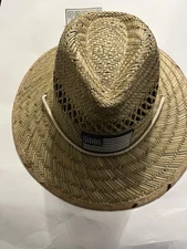 Free Authority Outdoors 100% Rush Straw Paper Hat U.S.A. Flag One Size July 4th 