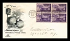 DR JIM STAMPS US COVER UPU 10C AIR MAIL FDC SCOTT C42 BLOCK OF 4 ARTCRAFT