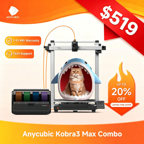 ANYCUBIC Kobra 3 Max Combo EB Version 3D Printer Max 600mm/s Multicolor Print