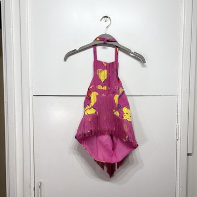 Versace For H&M Top Halter Neck Fringed Heart Print Pink Yellow Silk US 10 EU40