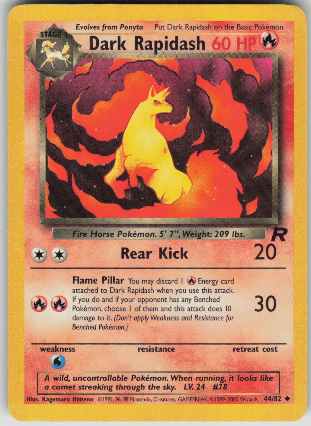 Pokemon TCG Dark Rapidash Uncommon Team Rocket 44/82