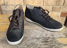 Dansko Women's Onyx Black Milled Nubuck Leather 40 EU 9.5-10 US Zip Up High Top