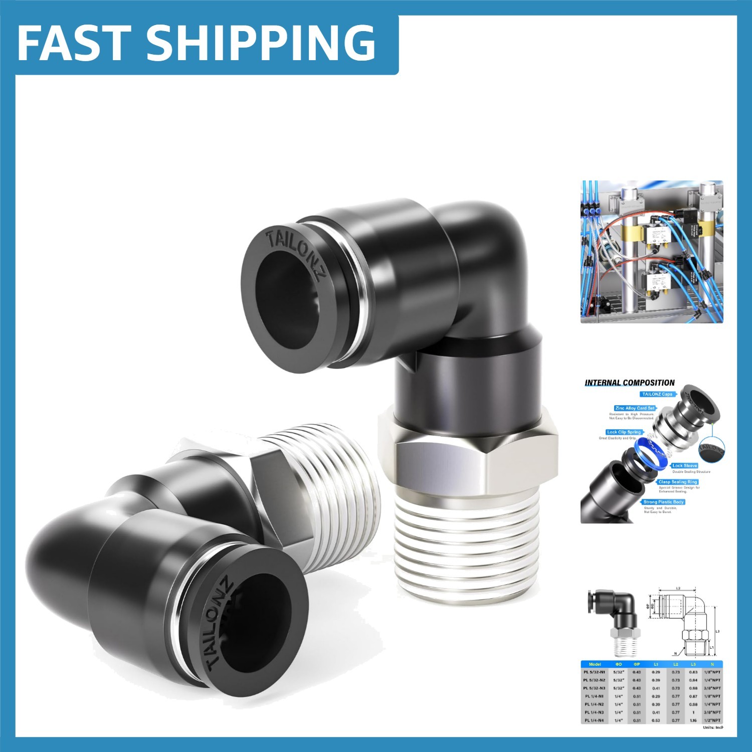 10-Pack of 1/4" Elbow Push-to-Connect Fittings for Seamless Plumbing