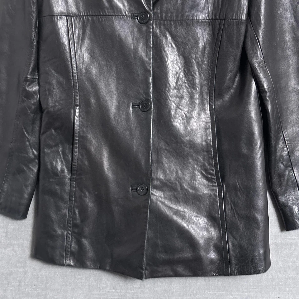 Chaqueta Hathaway Dama De Colección M Cuero Negro Clásica Retro Años 90 y2k Grunge Otoño Foto 4 de 4