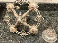 Riddle 912 Design 4 Light Candle Style Chandlier Painted Accents vintage 1930s