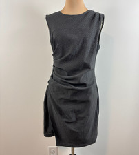 LOFT Versa Sleeveless Ruched Ponte Mini Dress size 8 Pinstripe Stretch Sheath
