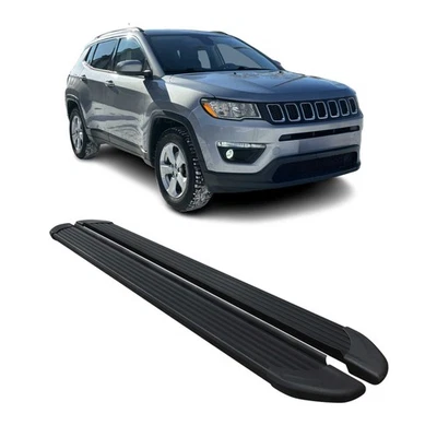 Marchepieds Latéraux pédale pour Jeep Compass 2017-2024 Noir Aluminium 2Pcs - Photo 1/4