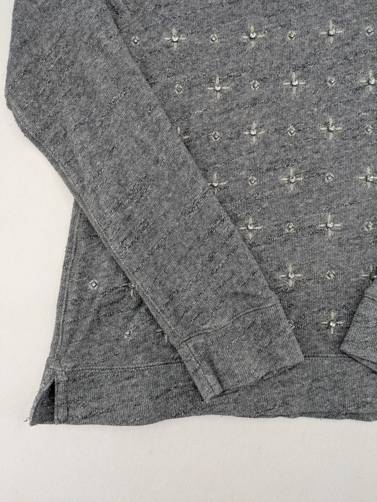 Abercrombie & Fitch Damen Sweatshirt Pullover Gr M Grau Meliert Langarm Verziert image 3
