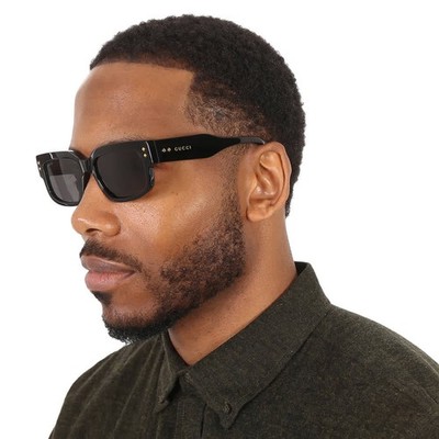 Gucci Grey Rectangular Men's Sunglasses GG1218S 001 56 GG1218S 001 56
