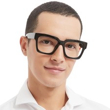 Oversized Reading Glasses for Men Thick Square Big Head Readers Black 1.5 x
