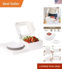 Cake Boxes 10x10x5 Inches with Lids and Stickers 15 Pack Bakery Containers