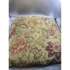 Vintage Floral Tapestry Throw Pillow Jacquard Burgundy Gold Sage Corded Trim