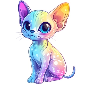 Cute Cat Chibi Colourful Animal Self Adhesive Sticker