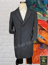 Hart Schaffner Marx Mens 44 XL Gray Wool Heavy Long OverCoat Top Coat