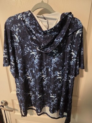 Womens Plus Lane Bryant Livi Blue Tye Dyed SS Hoodie 22/24 GUC